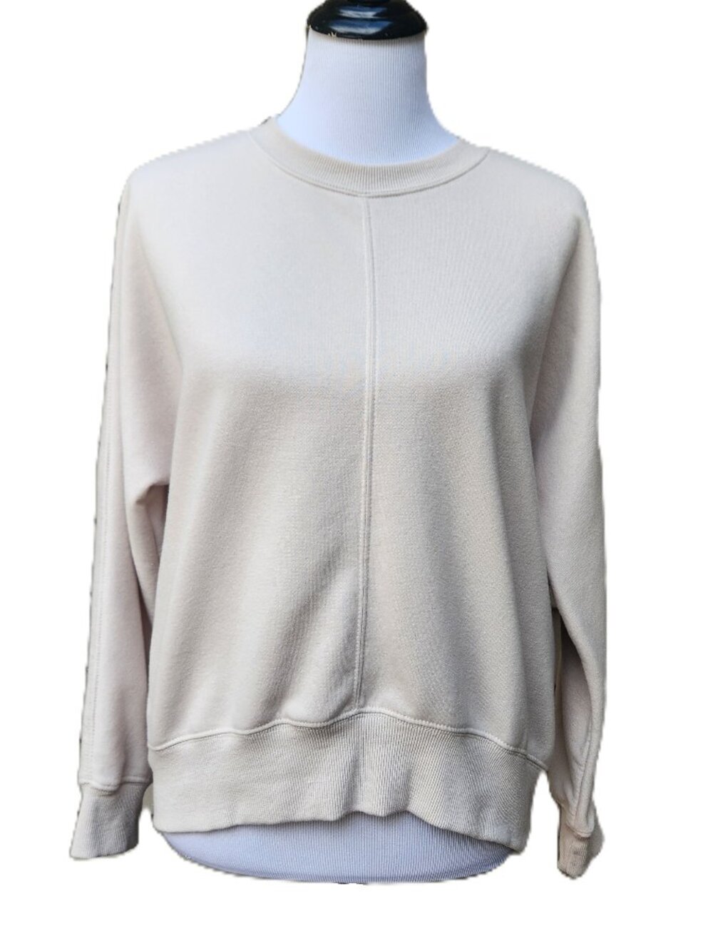 Hippie Rose Cream Crewneck Sweatshirt Fleece Lined Cotton Blend Classic Hi-Lo